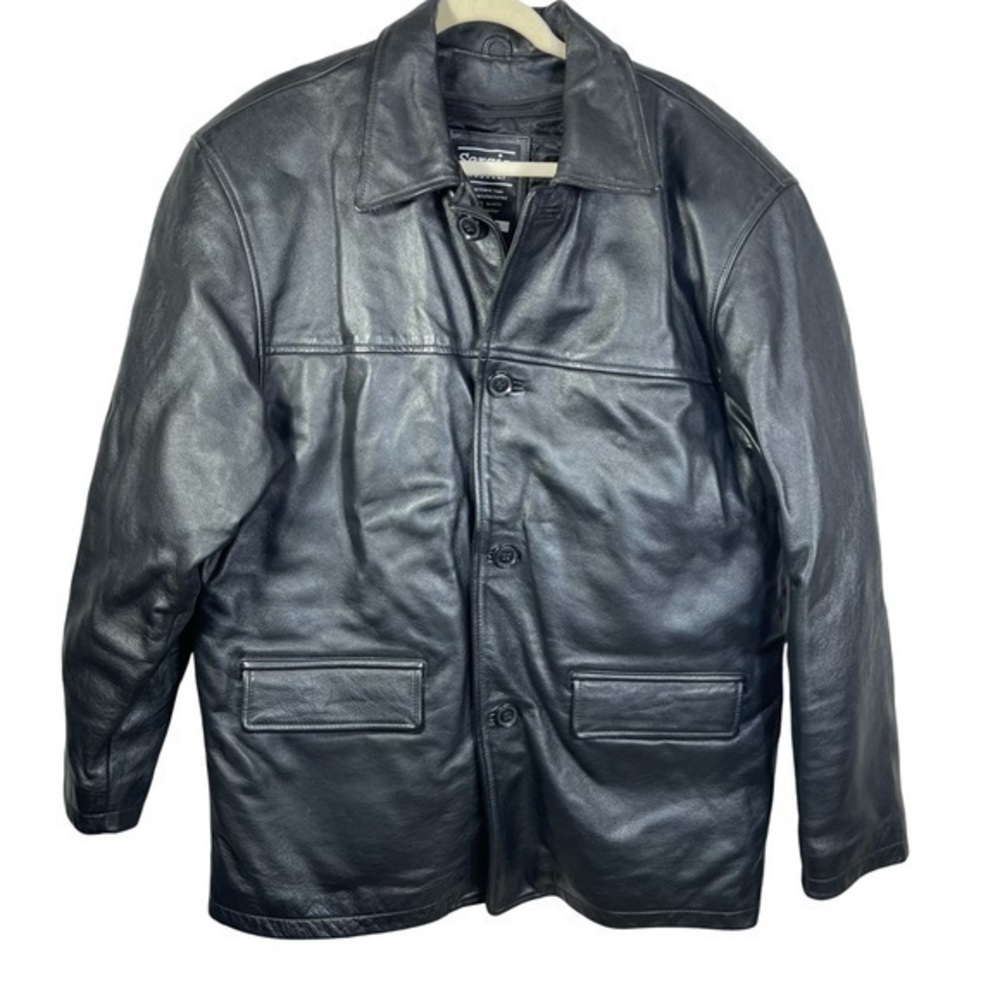 Sergio Vadducci Men Black Leather Jacket  Size L